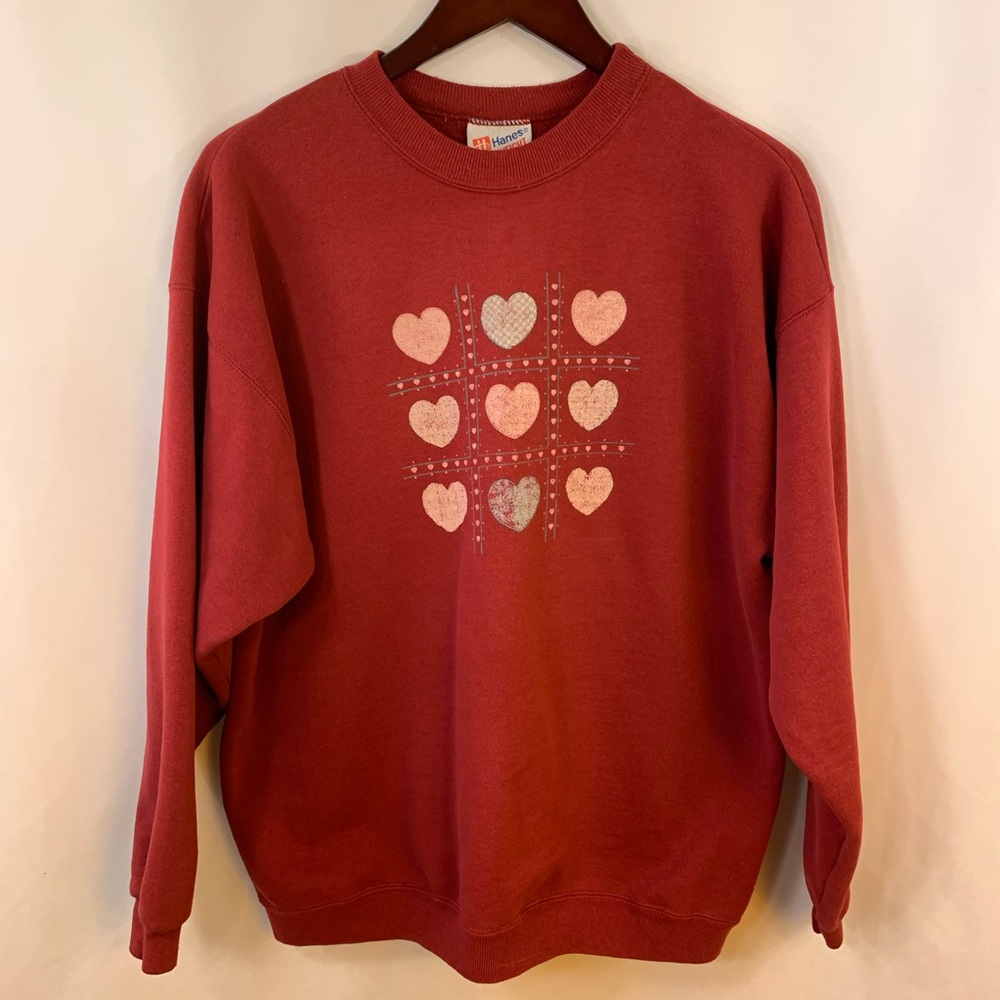 Vtg Oversized Sweatshirt Graphic Pullover Heart XL